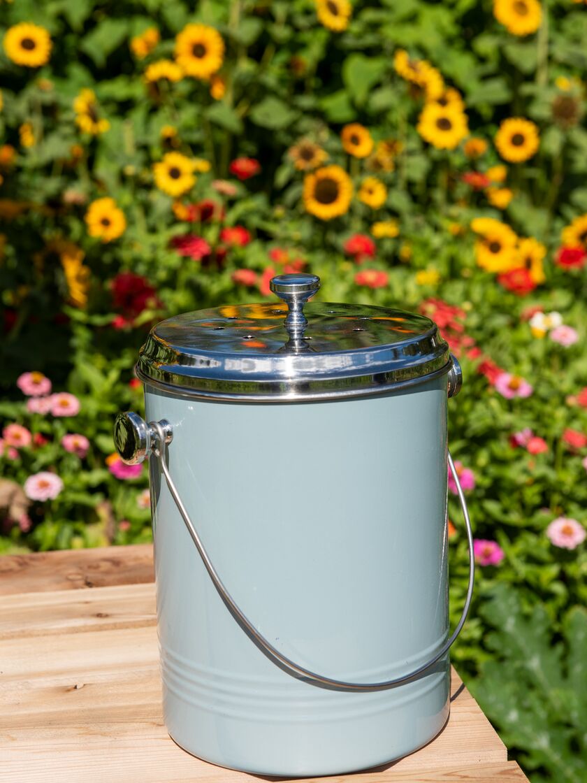 Large Painted Stainless Steel Compost Pail Gardener's Supply