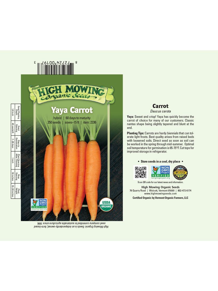 Yaya F1 Carrot 250 SEEDS Gardener's Supply