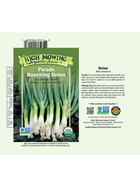 Parade Bunching Onion Organic Seeds