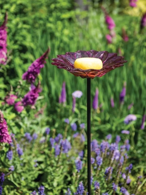 Glass Flower Butterfly Feeder Stake