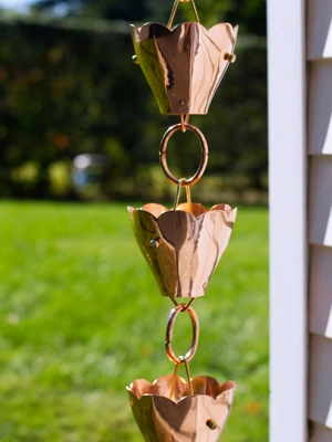 Tulip Pure Copper Rain Chain, 8.5'