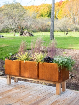 Elevated Corten Steel Modular Raised Bed, 2' x 6'