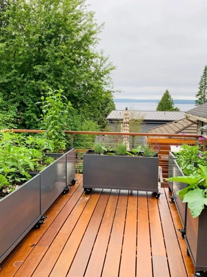 Nice Aluminum Trough Planter with Casters, 23" High