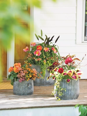 Galvanized Ribbed Planters