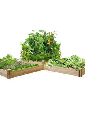 Customizable 2-Tier L-Shaped Cedar Raised Bed