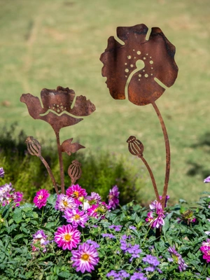 Poppy Garden Stakes Set of 2