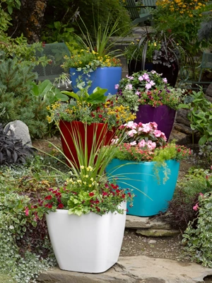 Viva Square Self-Watering Rolling Planter, 17.5" Diameter