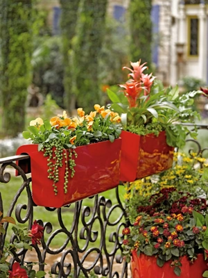 Decorative Iron Scrollwork Porch Rail Planter For Flowers,, 40% OFF