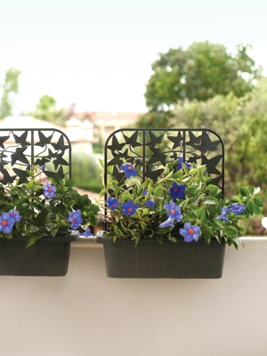 Adjustable Self-Watering Privacy Railing Planters, Set of 2