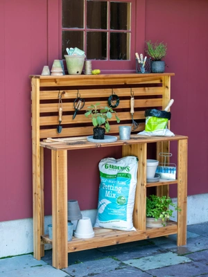 Gardeners Supply Tall Cedar Potting Bench