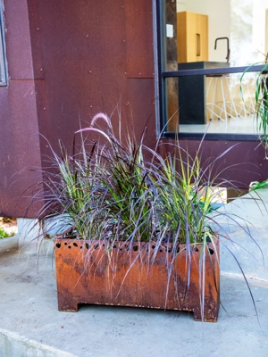 Corten Rectangular Leaf Rim Box Planter, 34" Length