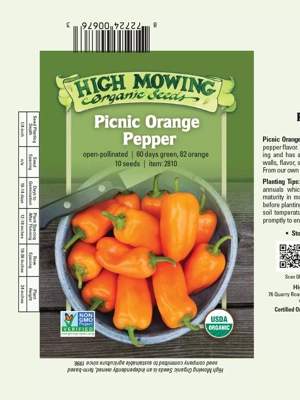 HMS Orange Picnic Pepper Organic Seeds