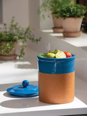 Blue/Gray Ceramic Compost Bucket