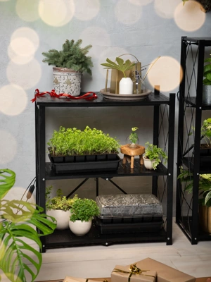 Folding 2-Tier Grow Shelf with Plant Lights