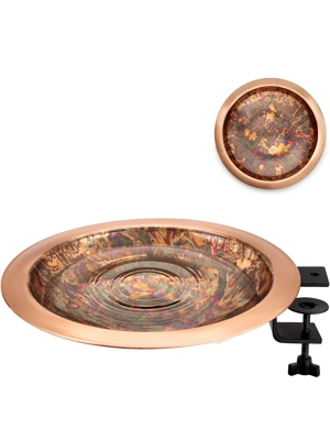 Fired Copper Birdbath with Deck Mount