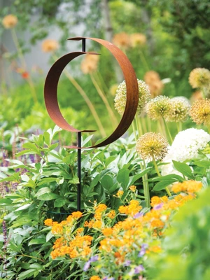 Metal Hummingbird and Flower Garden Stake - Steel Gardening Decor