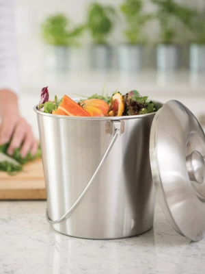 Brushed Stainless Steel Compost Pail