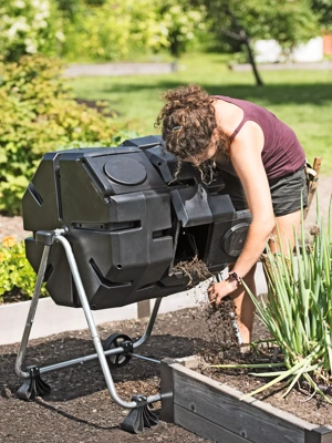 Dual Batch Compost Tumbler with Wheels