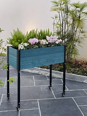 Self-Watering Elevated Patio Planter with Wheels