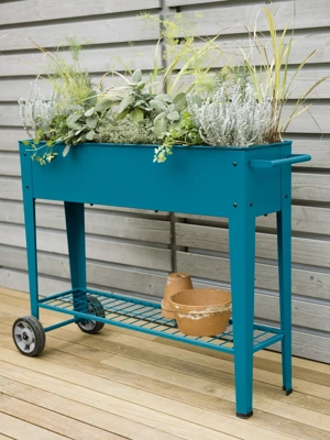  The Lakeside Collection Self Watering Vegetable Planter Box  with Trellis on Wheels - Mobile Garden : Patio, Lawn & Garden