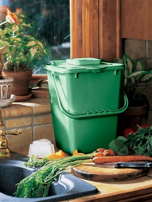 Grey Bamboo Fiber Kitchen Compost Bin