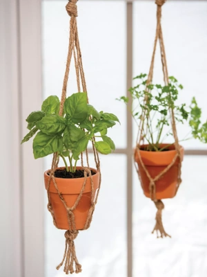 Mini Terracotta Pot with Hanger, Set of 2