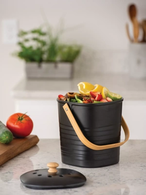 Contemporary Eco-Bamboo Compost Pail