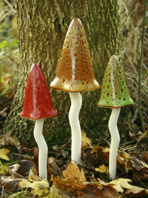 Potting Shed Tinkling Toadstool Sculptures, Set of 3