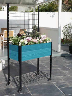 Self-Watering Mobile Elevated Planter with Trellis