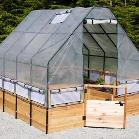 Garden in a Box Greenhouse on white stone
