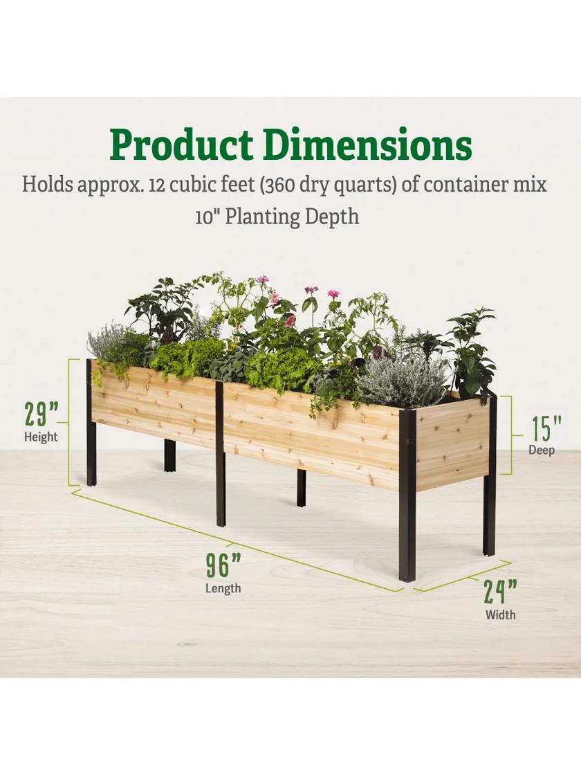 Elevated Cedar Planter Box, 2' x 8'