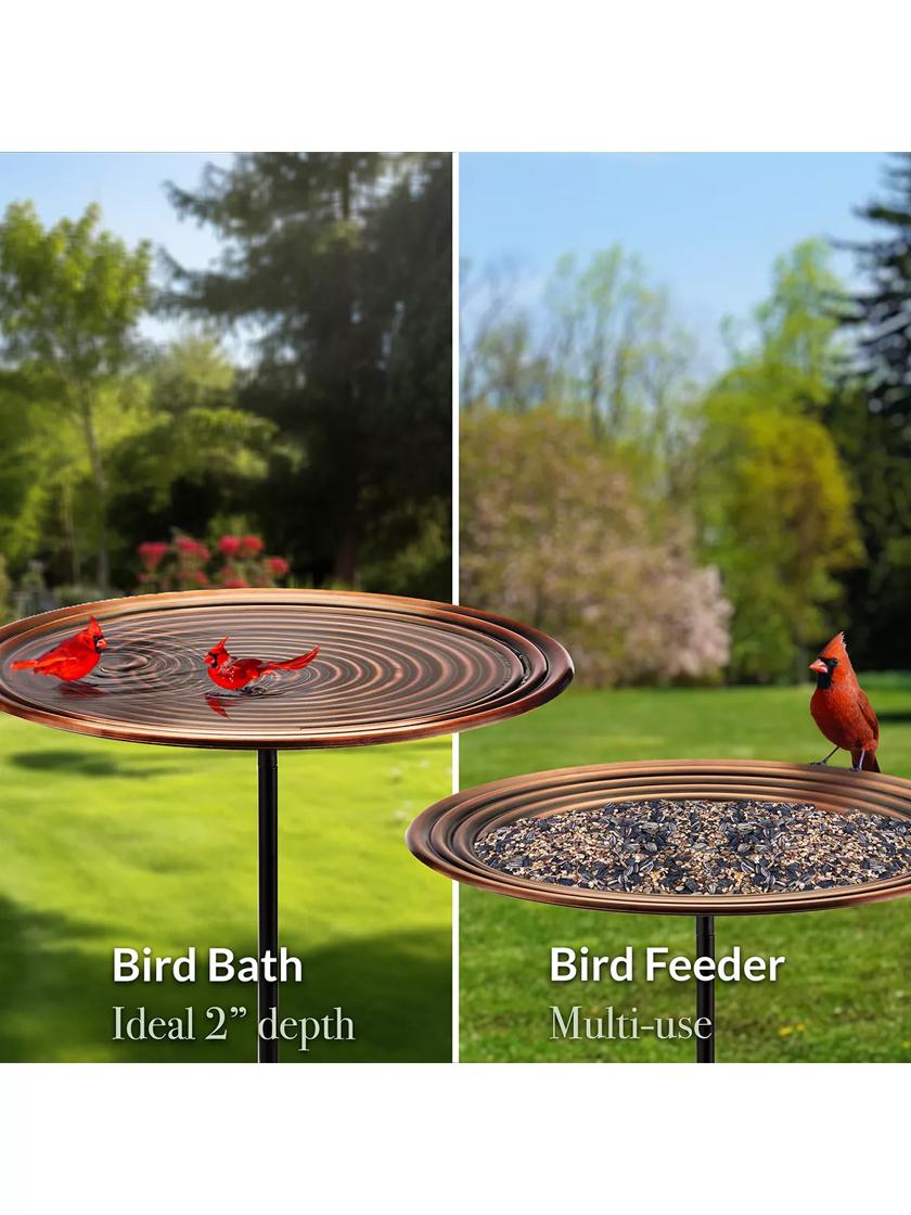 Classic Pedestal Bronzed Copper Birdbath | Gardener's Supply