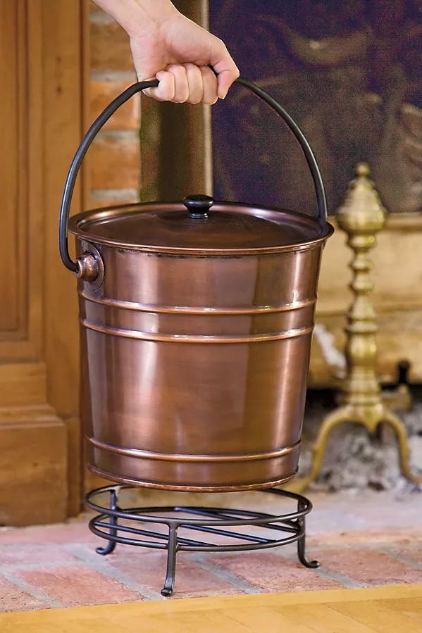 Fireplace Ash Bucket with Lid and Stand