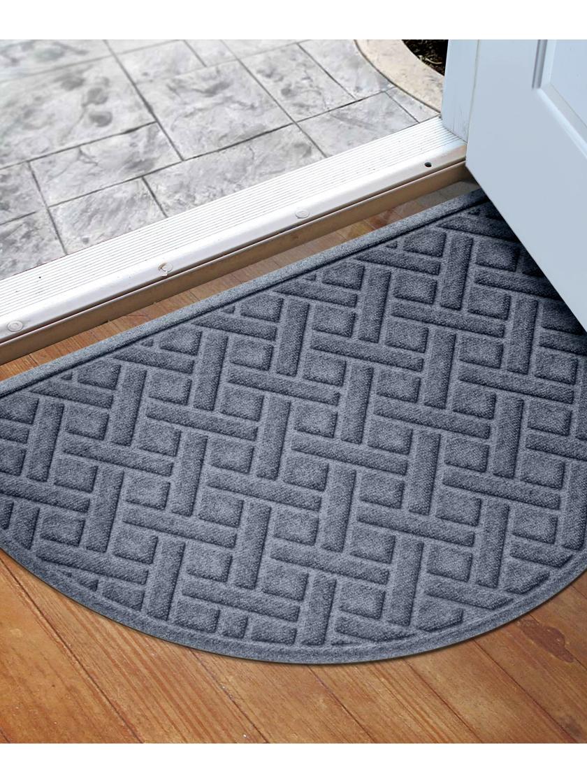 Rubber Doormat Indoor Outdoor Half Round Door Mat Set of 2 Low