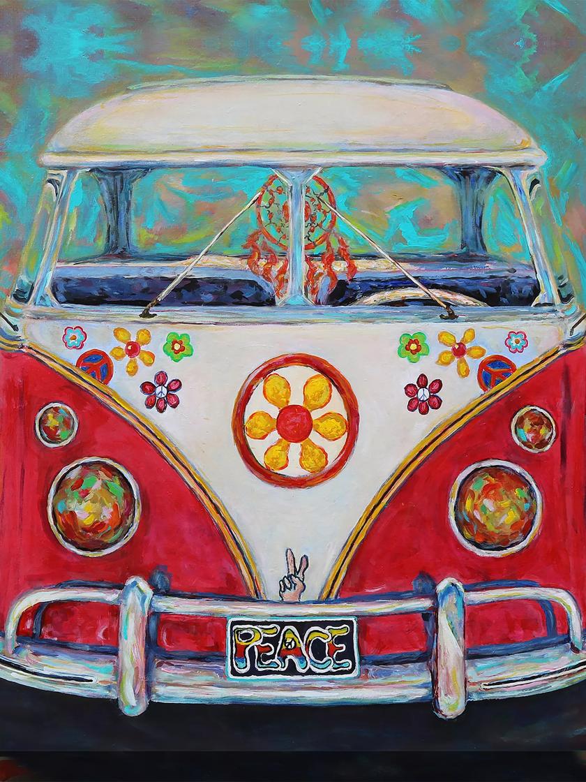 Hippy Van Outdoor Wall Art