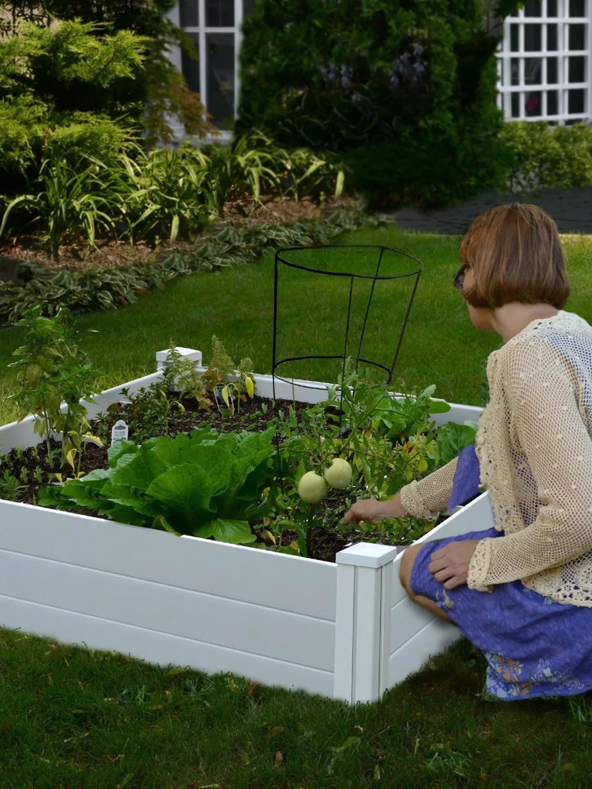 White Vinyl Raised Garden Bed 4' x 4' x 11' | Gardener's Supply