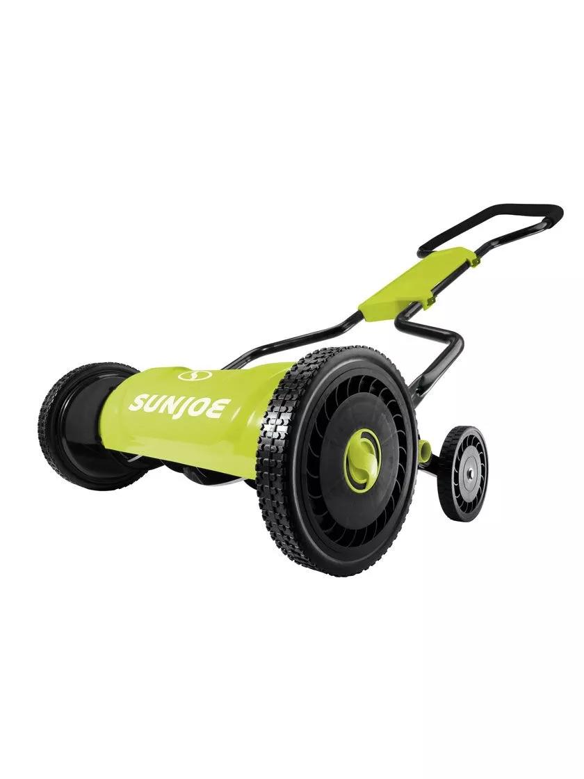 Sun Joe MJ1800M 18-Inch Quad-Wheel, 5-Position, Razor Sharp Cutting Blade,  Silent Push Reel Mower