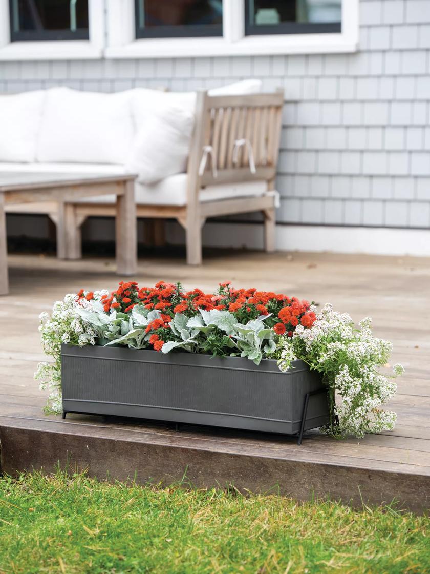 Fluted Metal Deck Planter With Stand, 31