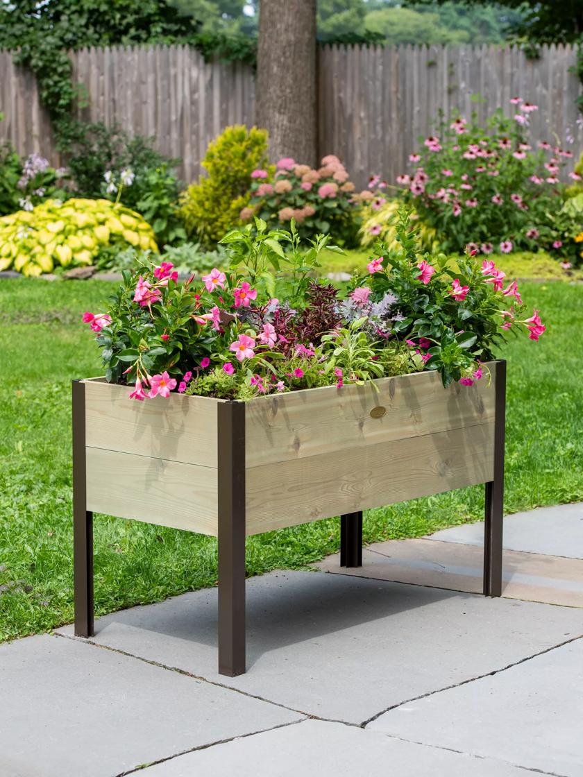 2 ft. x 4 ft. Elevated Cedar Garden Bed with Shelf (Vinyl Legs)