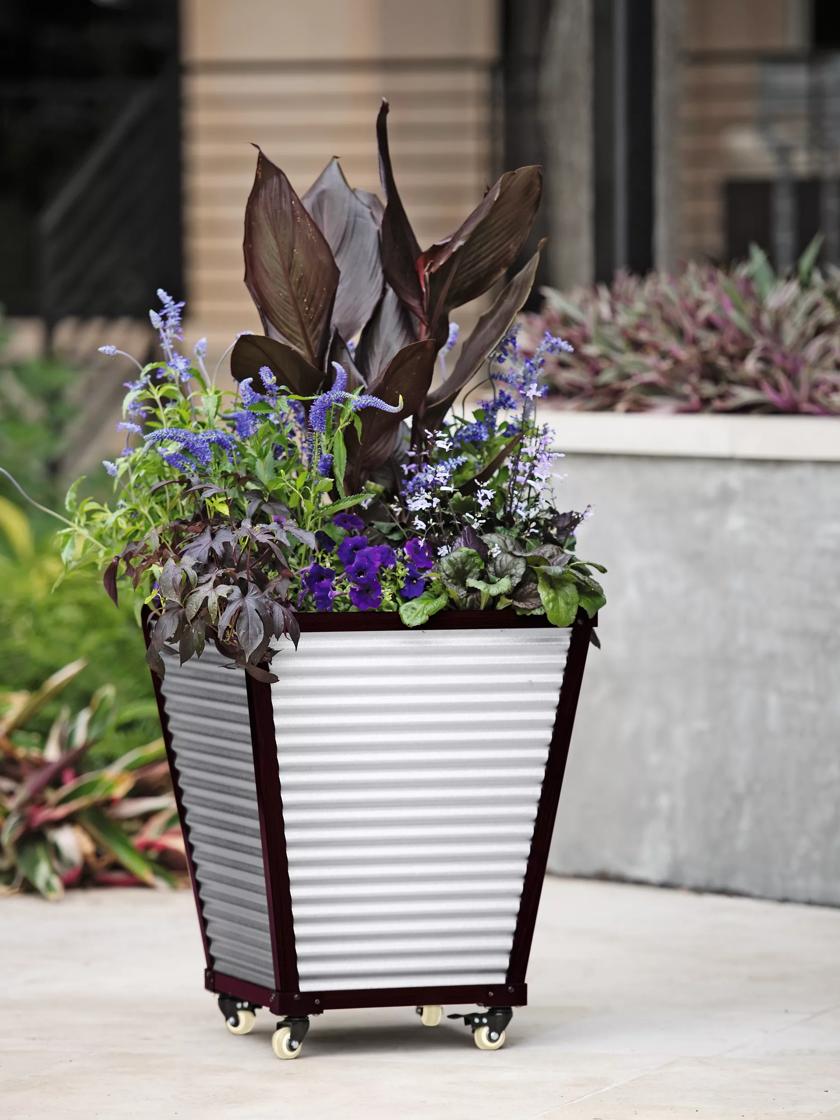 SPRING PARK Metal Hanging Flower Plant Pots, Metal Bucket Flower