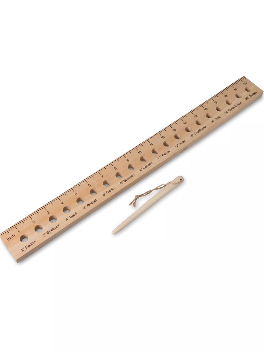  Muldale Wooden Seed Spacing Ruler with Holes - Plant Seed  Spacer Tool for Depth - 12 Seedling Planter Tool for Garden Organization -  Planting Ruler Gardening for Precise Seeding 