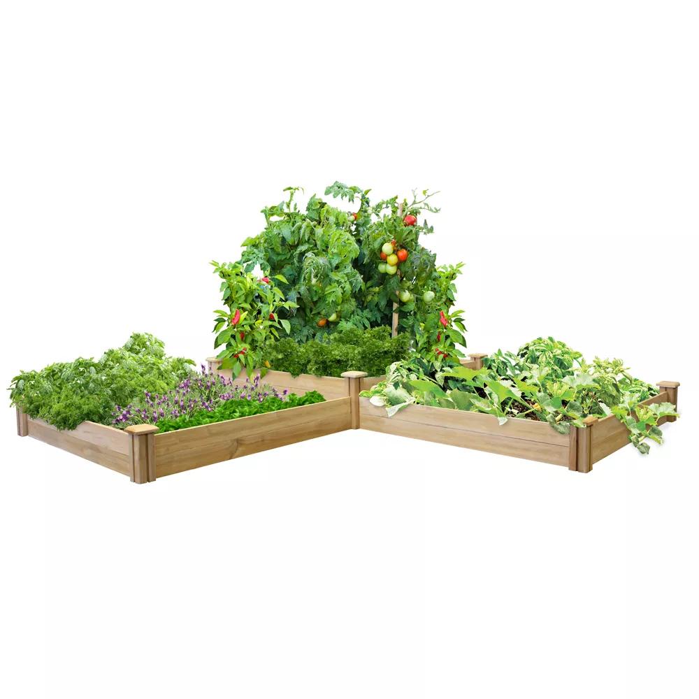 Customizable 2-Tier L-Shaped Cedar Raised Bed | Gardener's Supply