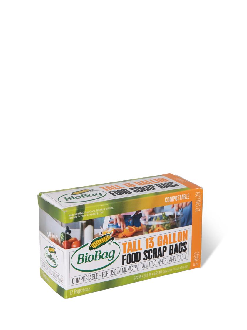 BioBag Food Scrap Bags, Compostable, Tall, 13 Gallon - 12 bags