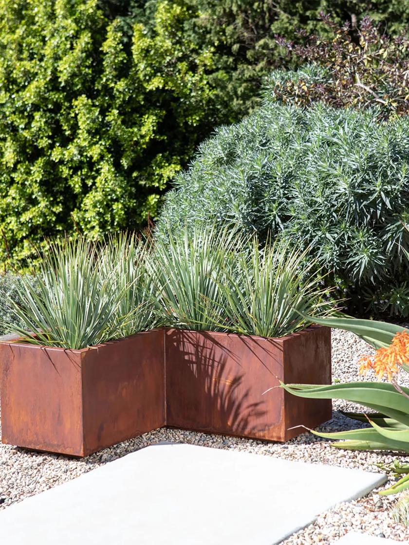 Veradek Metallic Series Corten Steel Corner Box Planter