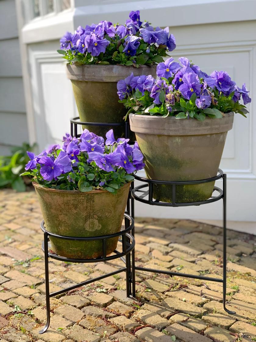 Gardener's Supply Company Galvanized Triple Planter Stand With