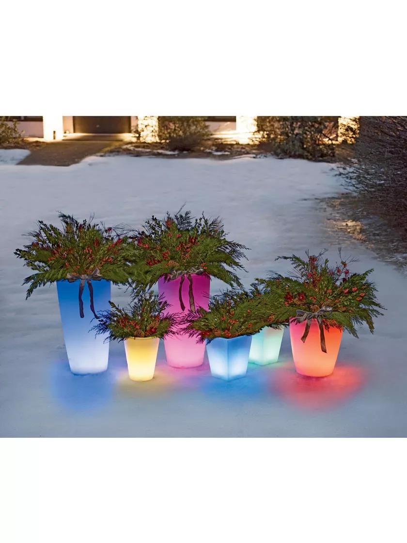 lighted outdoor planters