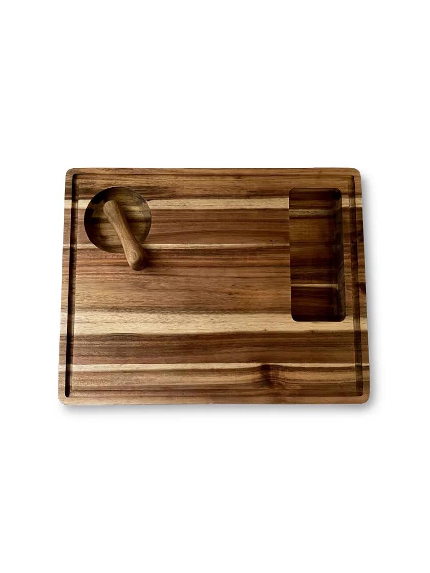 Bamboo Cutting Board with Containers - Meal Prep Station with Removable Top