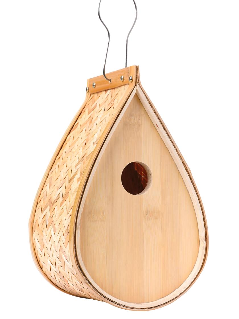 Woven Bamboo Birdhouse for Finches, Titmice, & Nuthatches