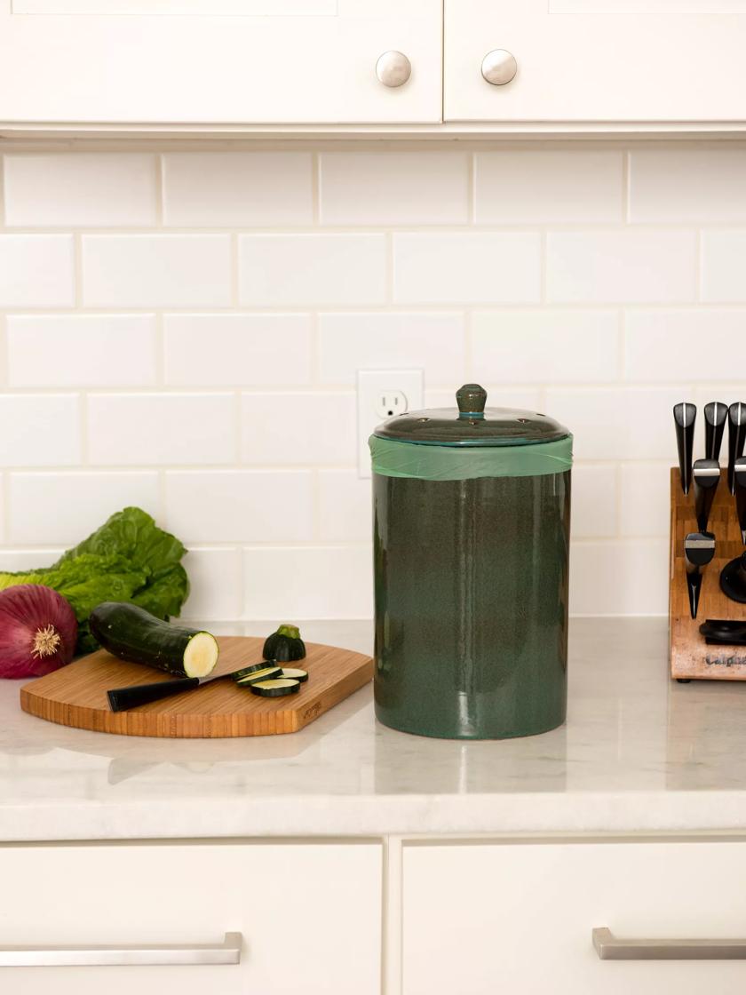Countertop Compost Bin | Kitchen Compost Bin | Tall Ceramic Compost Crock
