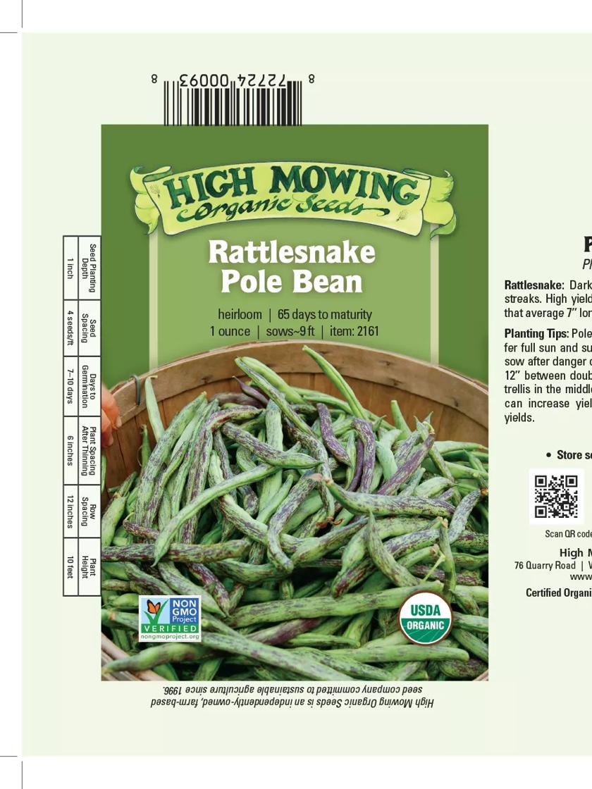 Rattlesnake Pole Bean: 1 OZ | Gardener's Supply